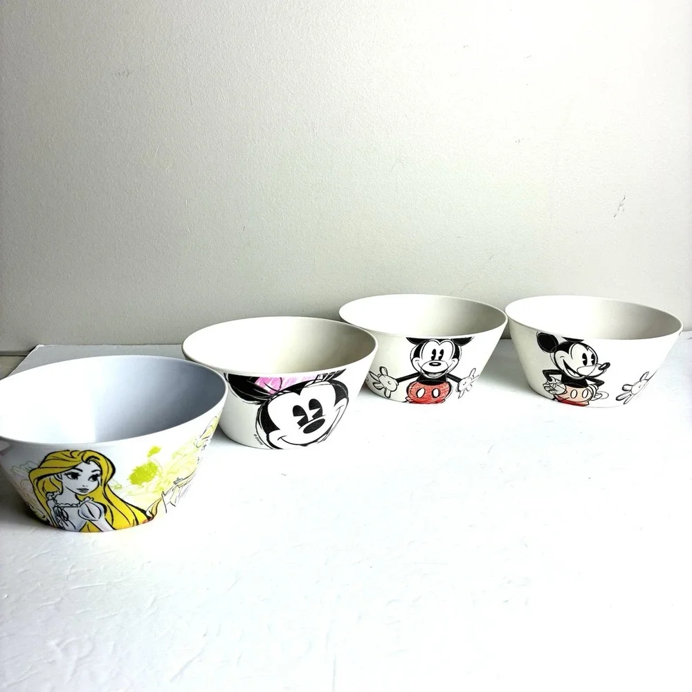 Disney Zak Designs Sketchbook Pattern 4 Piece Set Plates Bowls Mickey Mouse 6